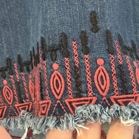 Blank NYC Embroidered Denim Boho Cropped Tank / Halter Top - Large - Picture 7 of 9